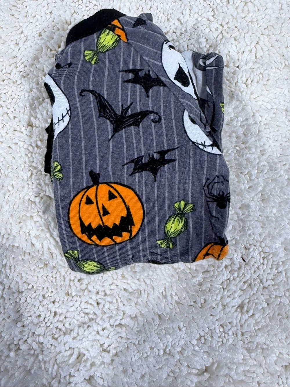 Little Sleepies Gray, Orange & Black Halloween Pumpkin Jack Skellington Footie